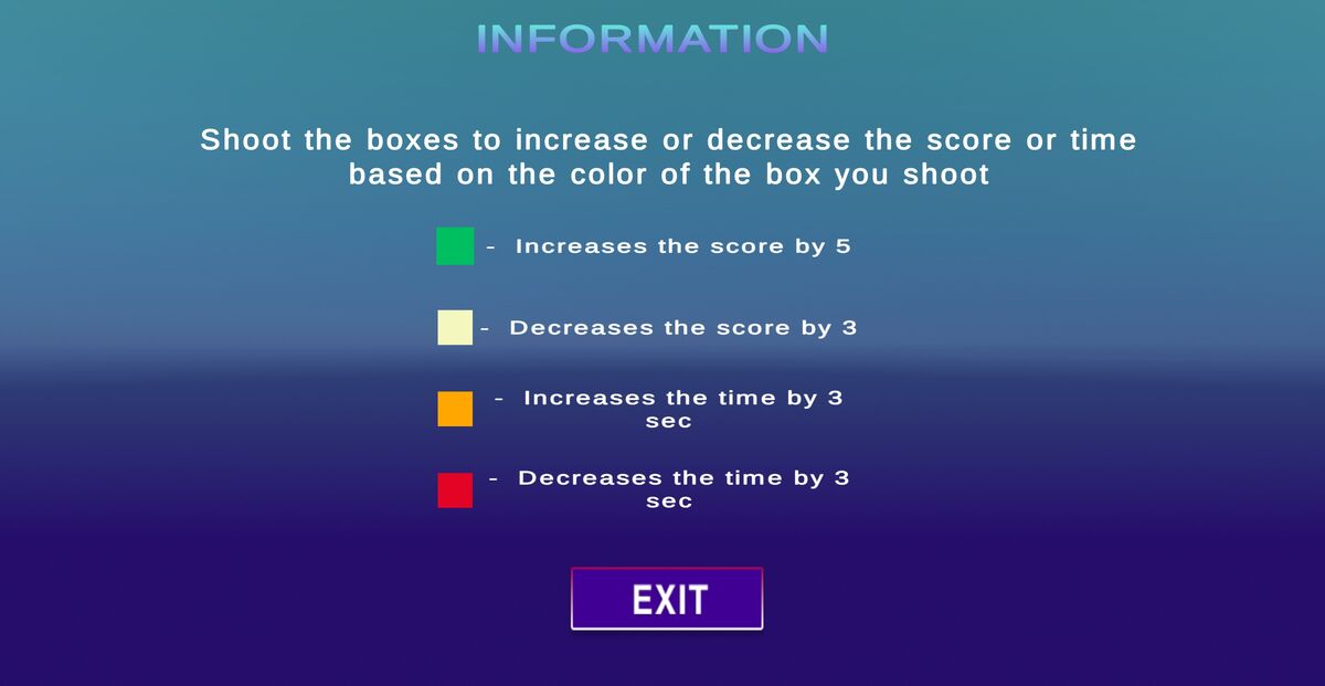 The information screen, reachable from the home menu, lays out how each colour affects your score and your remaining time.